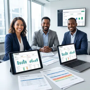 Healthcare accounts receivable outsourcing team reviewing billing reports