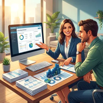 Accounting process meeting with financial documents