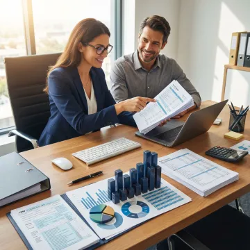 Business tax preparation consultation in an office