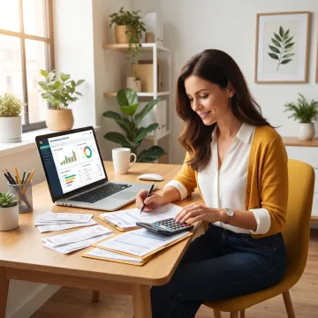 Solo entrepreneur reviewing bookkeeping records