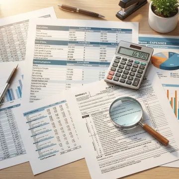 Business tax documents and financial reports