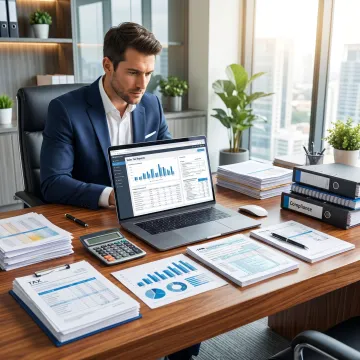 Consultant reviewing sales tax records