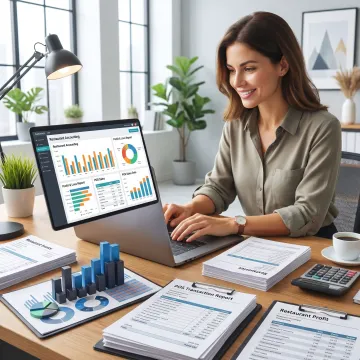 Remote restaurant bookkeeping team reviewing financial reports