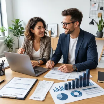 Bookkeeper reviewing finances for a creative business