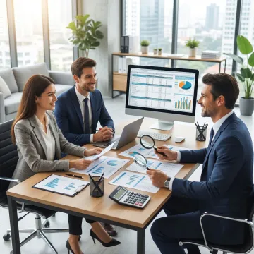 Outsourced finance team reviewing business reports