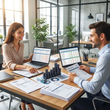 Accounts receivable outsourcing team reviewing invoices