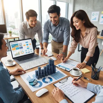 Bookkeeping team reviewing financial process steps