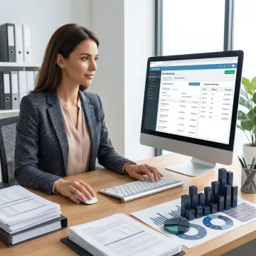 Bookkeeper managing accounts payable workflow