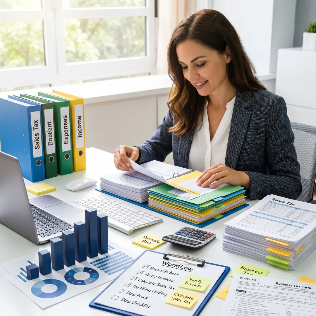 Small business sales tax filing workflow