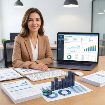 Bookkeeper reviewing e-commerce financial reports