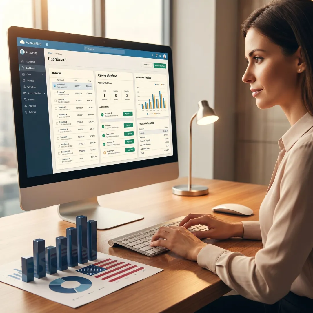 Bookkeeping professional managing accounts payable workflow