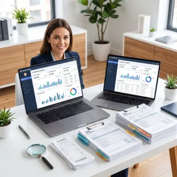 Bookkeeper reviewing e-commerce tax records