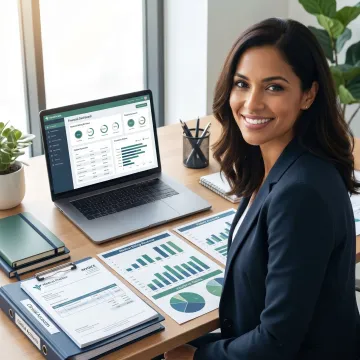 Bookkeeper reviewing healthcare business finances