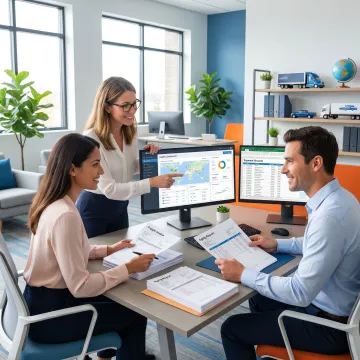 Transportation accounts receivable support team reviewing invoices