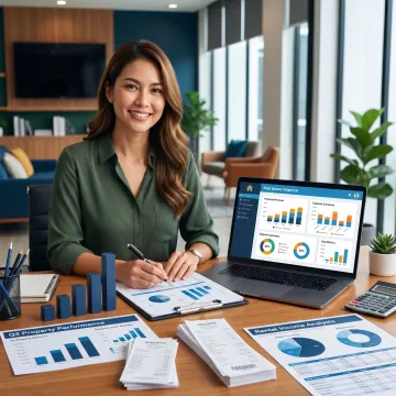 Real estate bookkeeping team reviewing financial reports