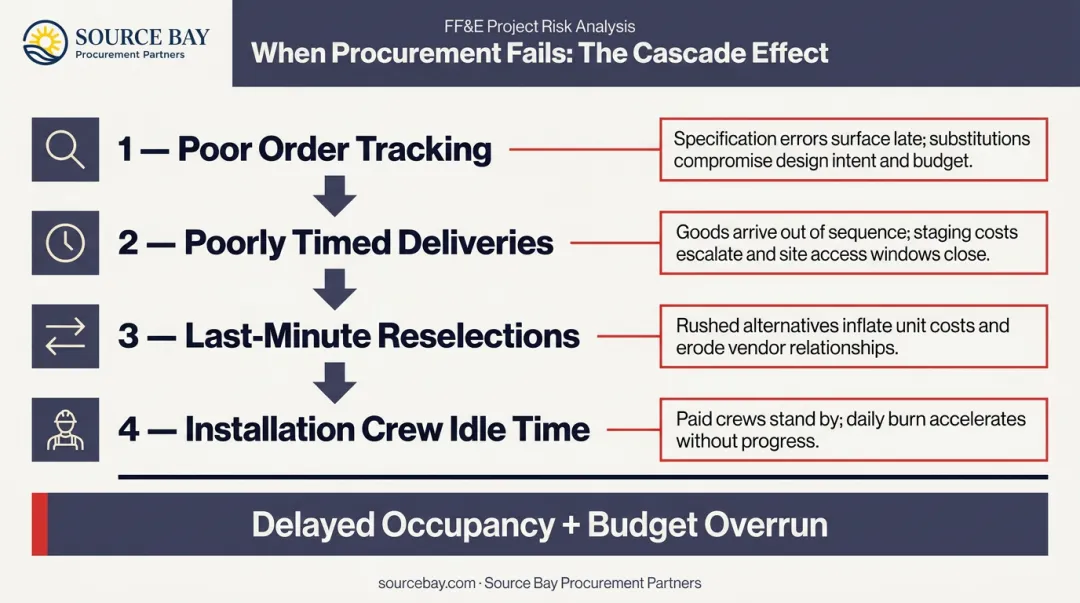 Four common commercial FF&amp;E procurement failure points and cascade consequences
