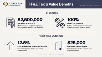 Hotel FF&amp;E tax depreciation benefits Section 179 bonus depreciation and RevPAR impact summary