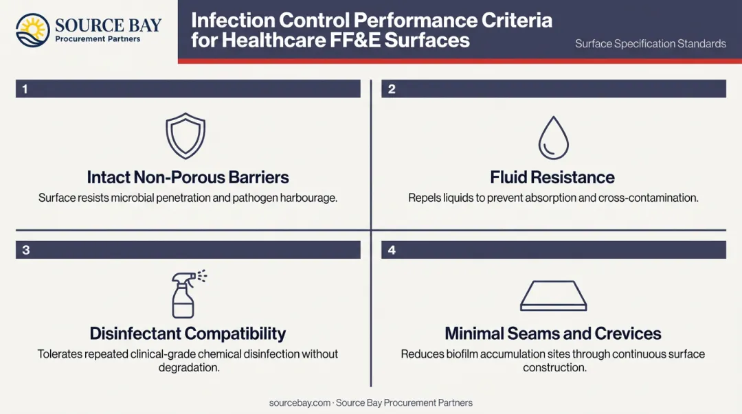 Four infection control material performance criteria for healthcare furniture surfaces