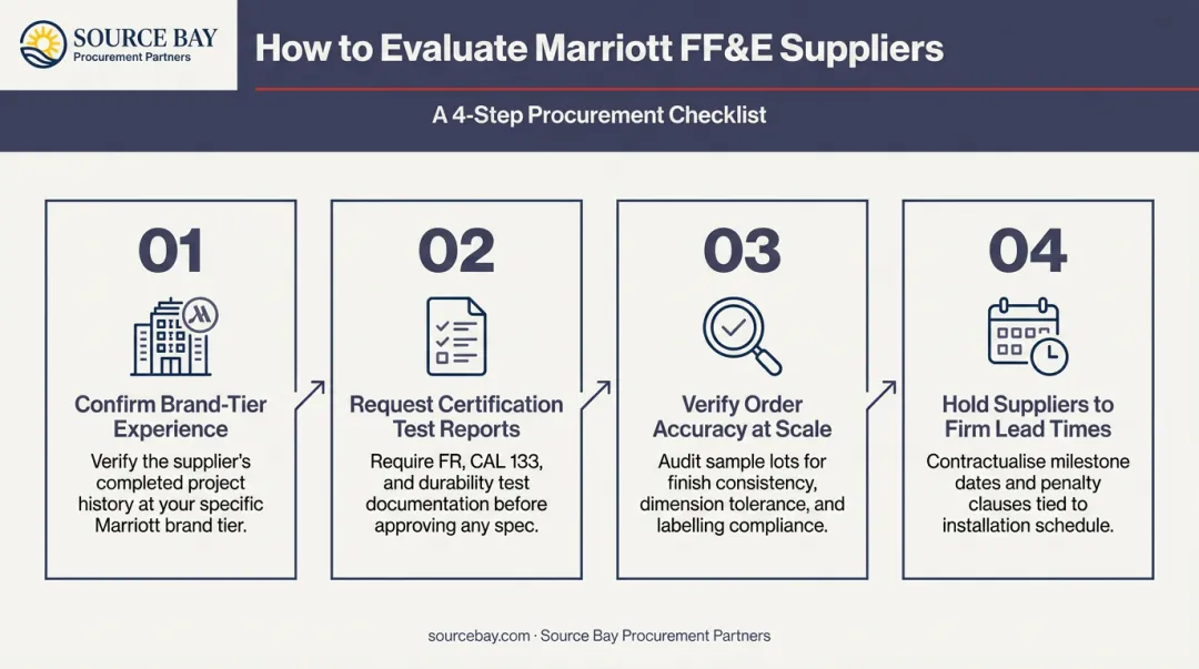 Four-step FF&amp;E supplier evaluation criteria for Marriott hotel projects