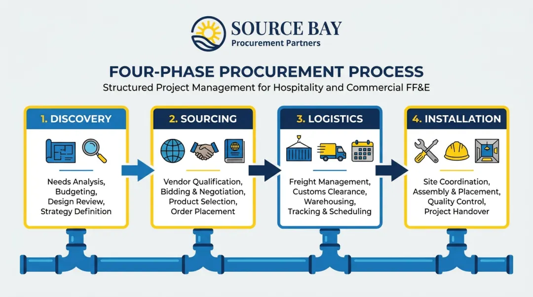 Source Bay four-phase FF&amp;E procurement process from discovery through installation