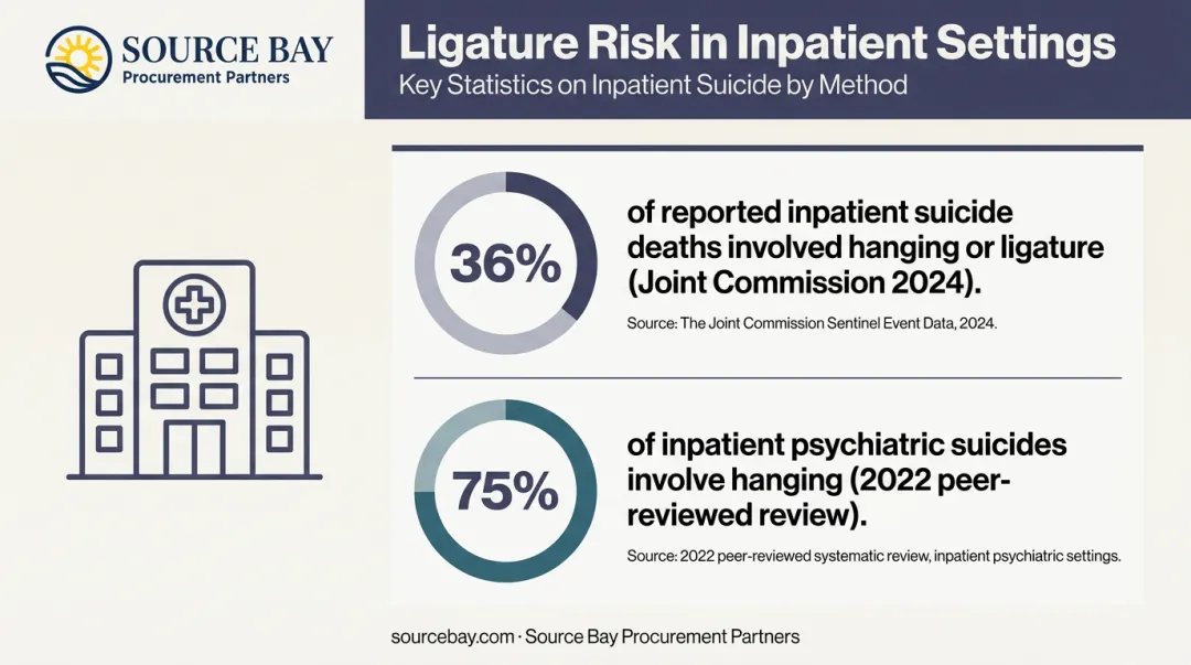 Behavioral health suicide statistics showing hanging as leading ligature method