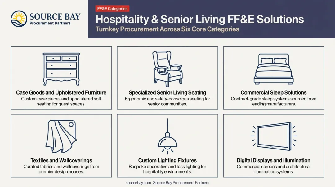 FF&E categories for hospitality and senior living turnkey development projects