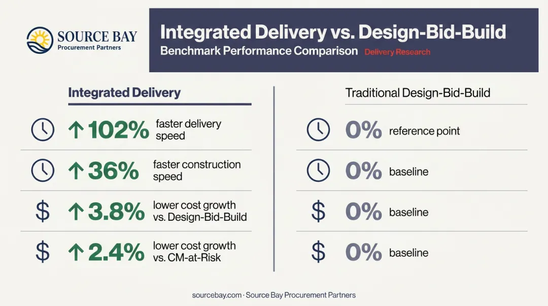 Turnkey versus design-bid-build delivery speed and cost growth comparison statistics