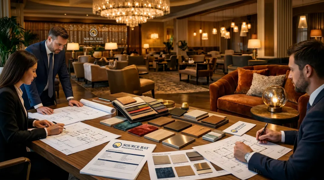 Source Bay Partners FF&E procurement team managing commercial hospitality project coordination