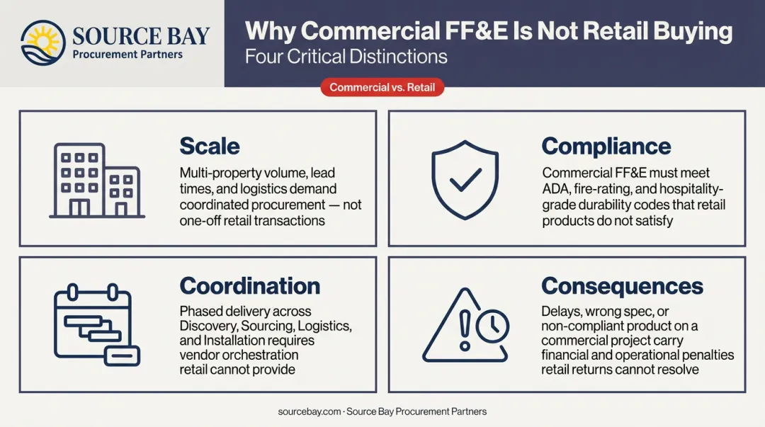 Four key differences between commercial FF&E and residential retail furniture buying