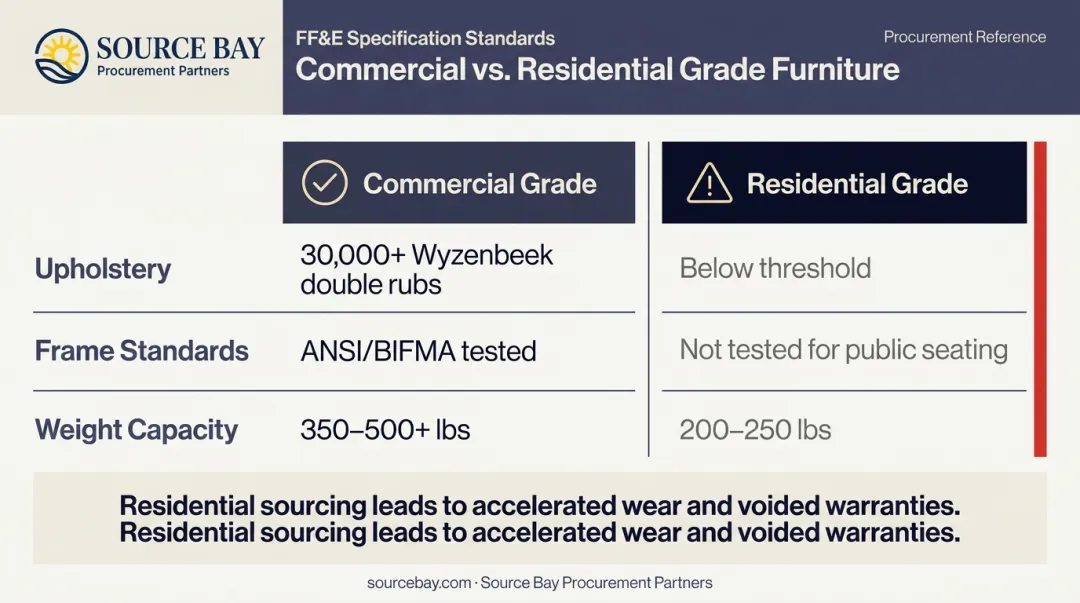 Commercial-grade versus residential-grade restaurant furniture specification comparison chart