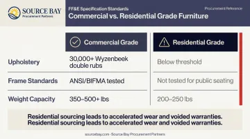 Commercial-grade versus residential-grade restaurant furniture specification comparison chart