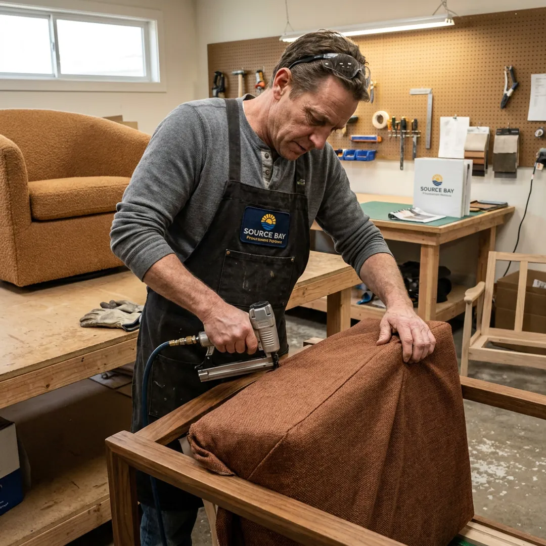 Commercial seating upholstery project in progress