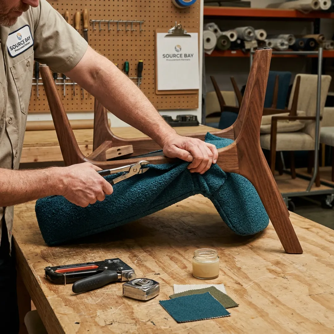 Craftsperson restoring a mid-century modern chair