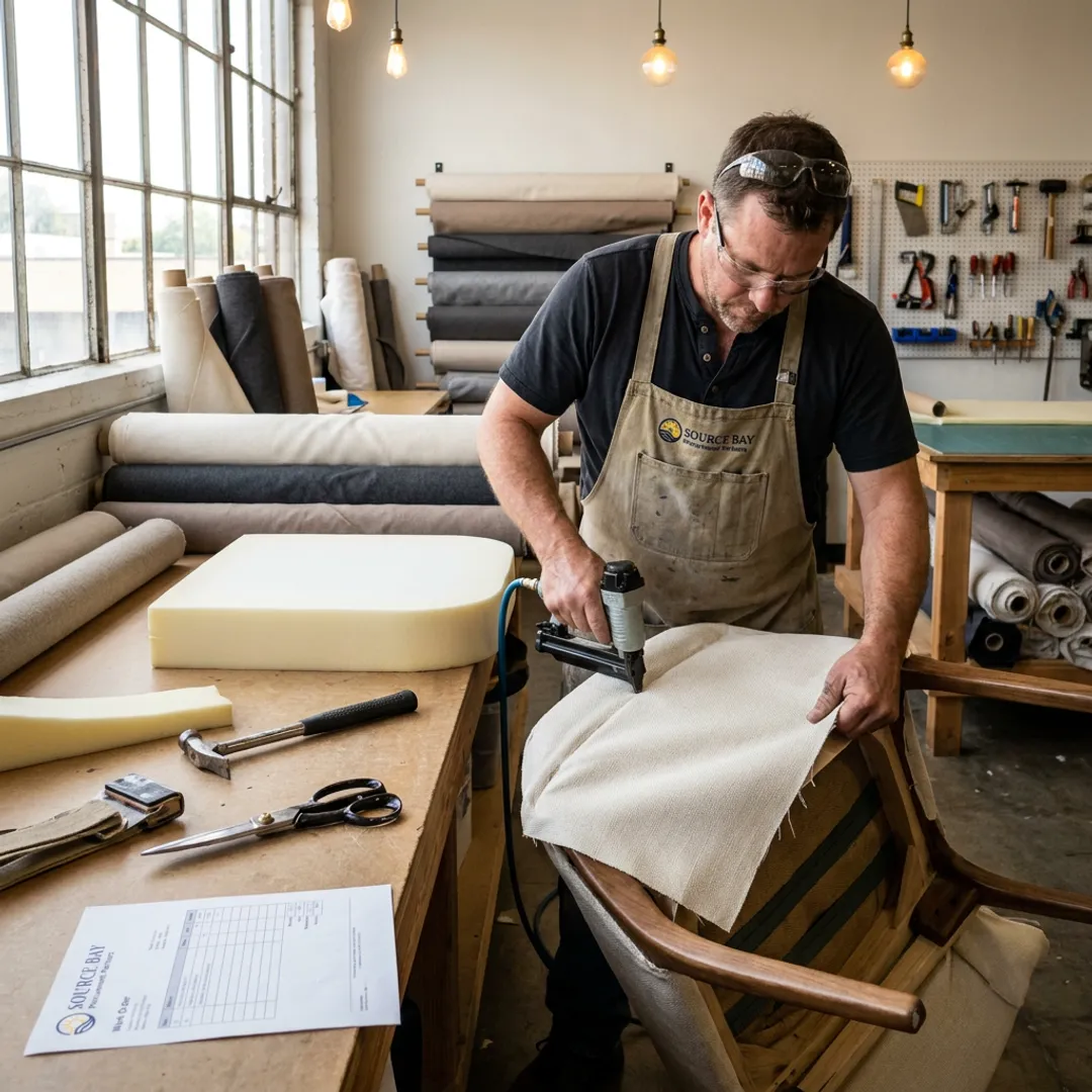 Commercial chair being reupholstered