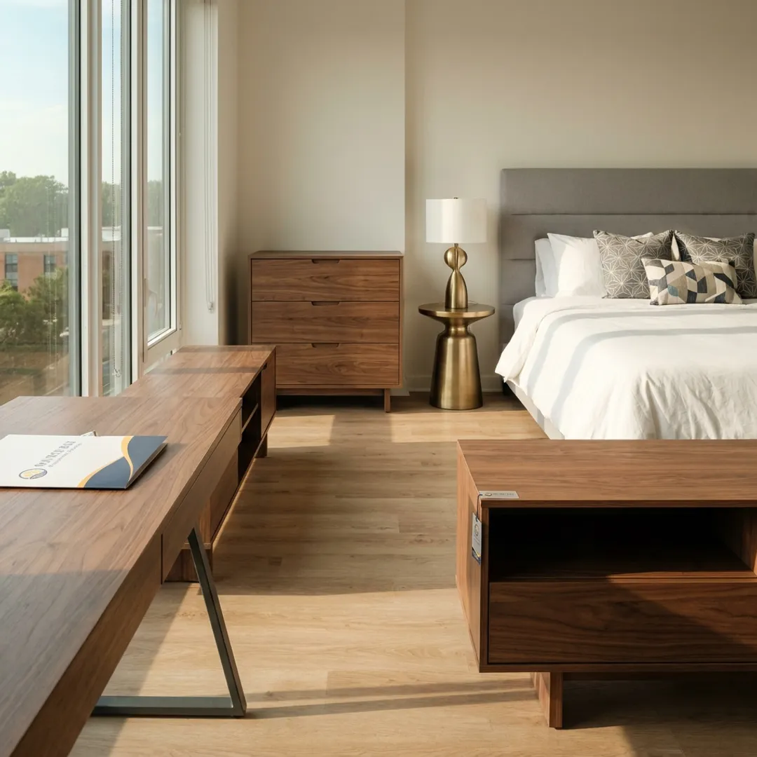 Modern multi-family apartment casegoods and furnishings