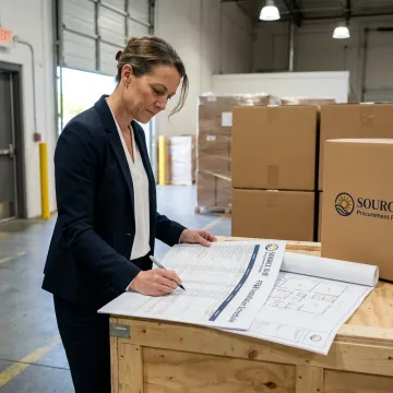 Project manager reviewing furniture installation plans
