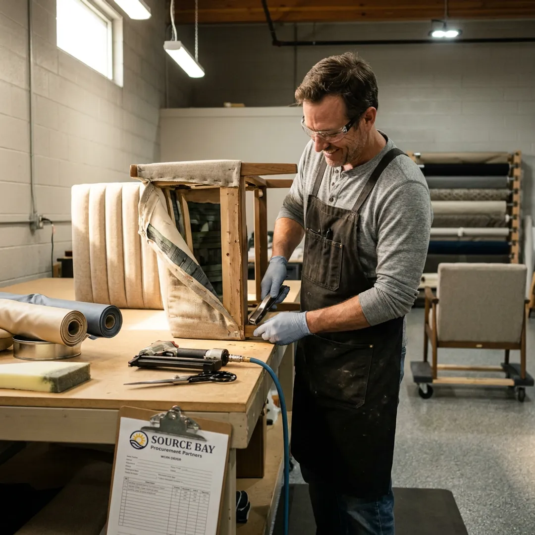 Commercial chair being reupholstered