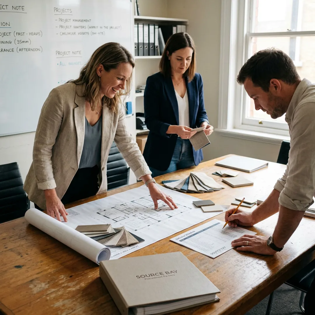 Team coordinating multifamily renovation FF&E plans