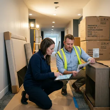 Hotel furniture delivery and installation coordination