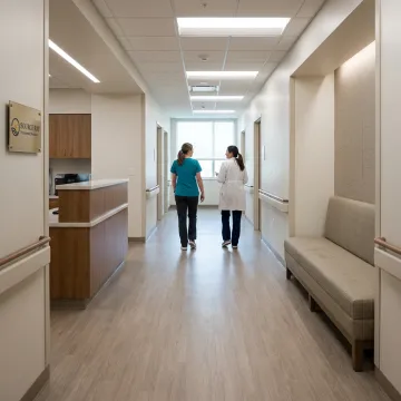 Modern hospital corridor with durable healthcare flooring