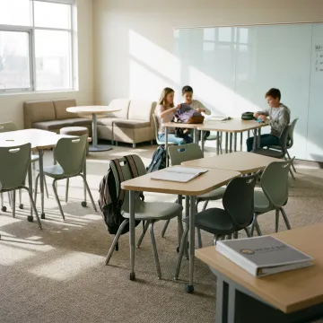 Modern collaborative classroom with durable student furniture