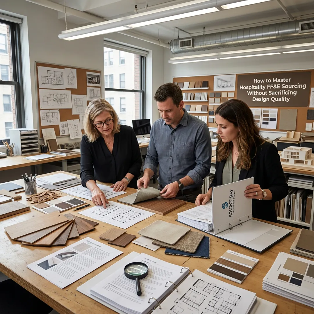 Commercial FF&E team reviewing furniture specifications