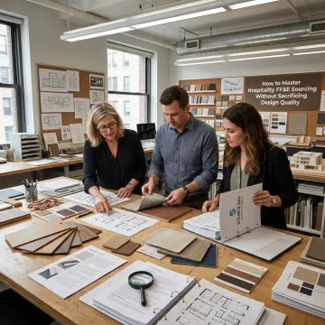 Commercial FF&E team reviewing furniture specifications