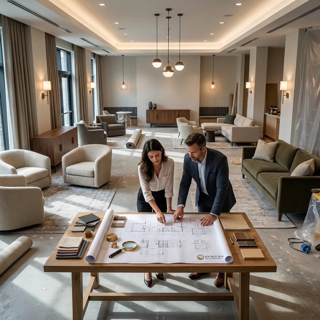 Hotel lobby renovation with new FF&E