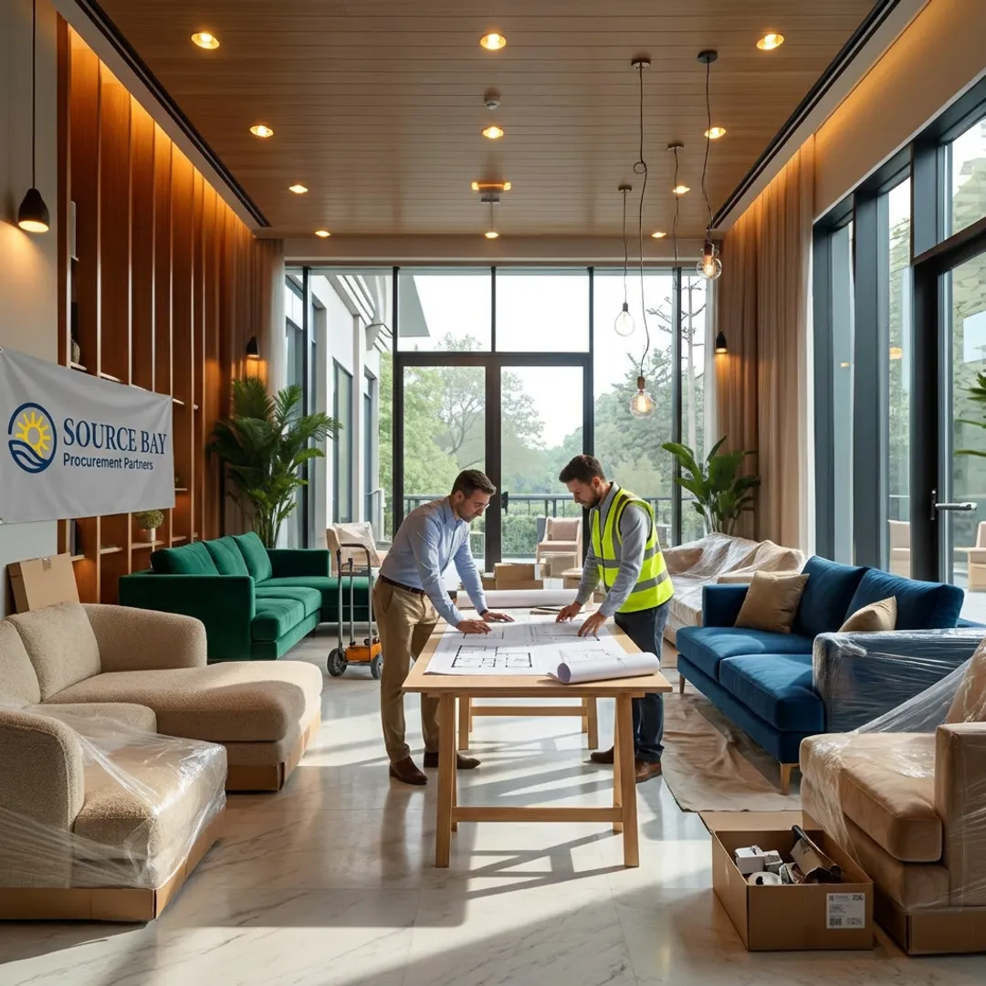 Luxury hotel lobby being refurbished
