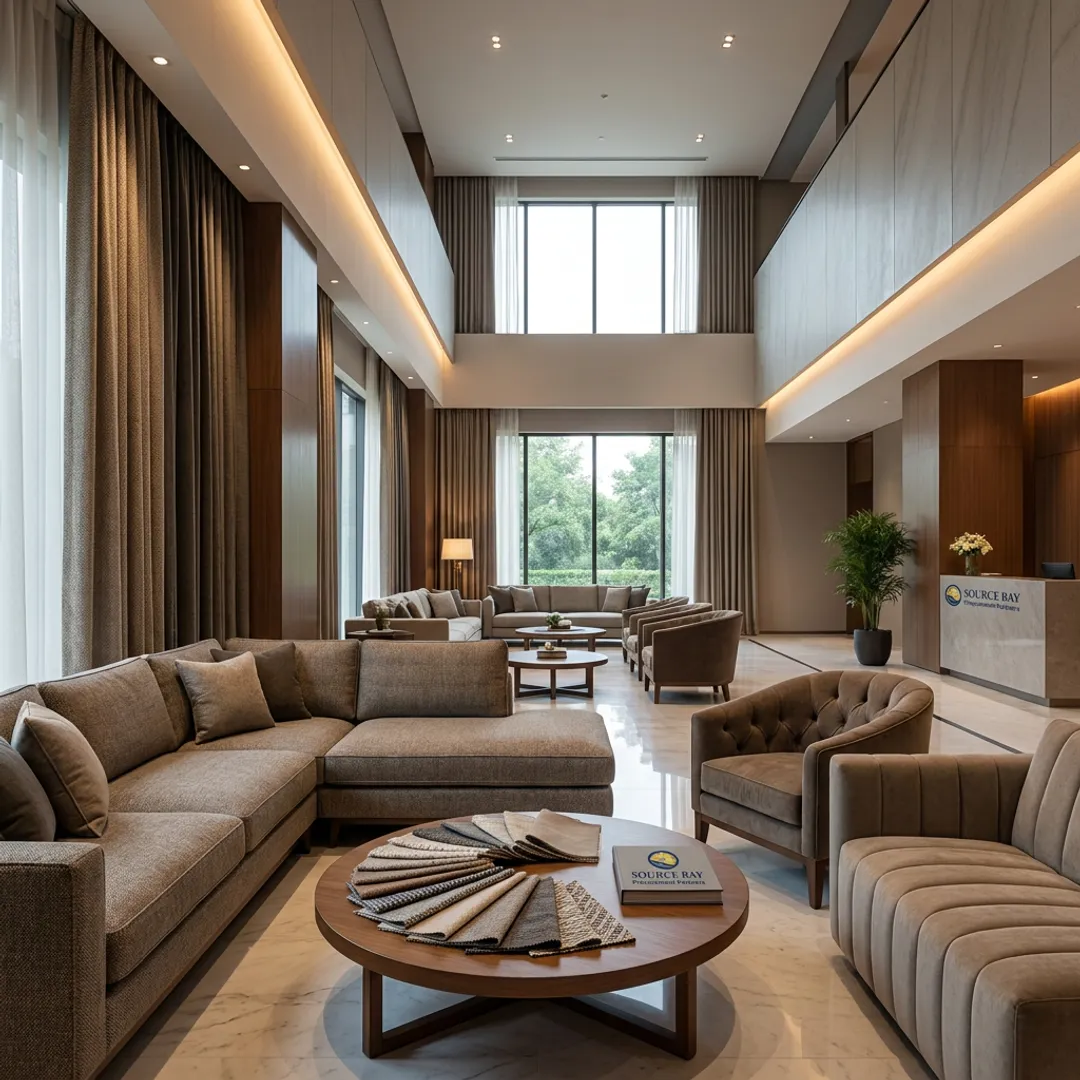 Custom upholstery and drapery in a commercial lounge