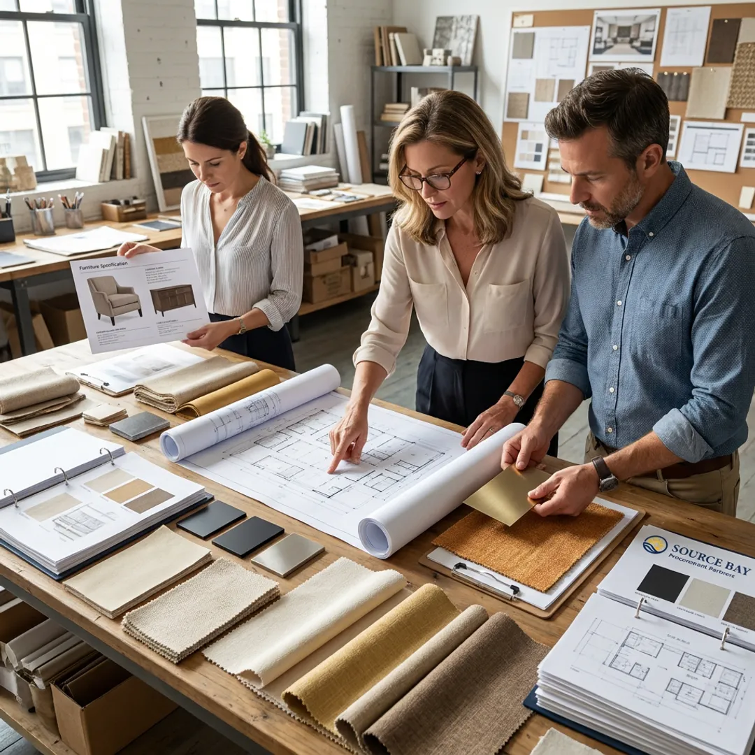 Hospitality designers reviewing FF&E plans