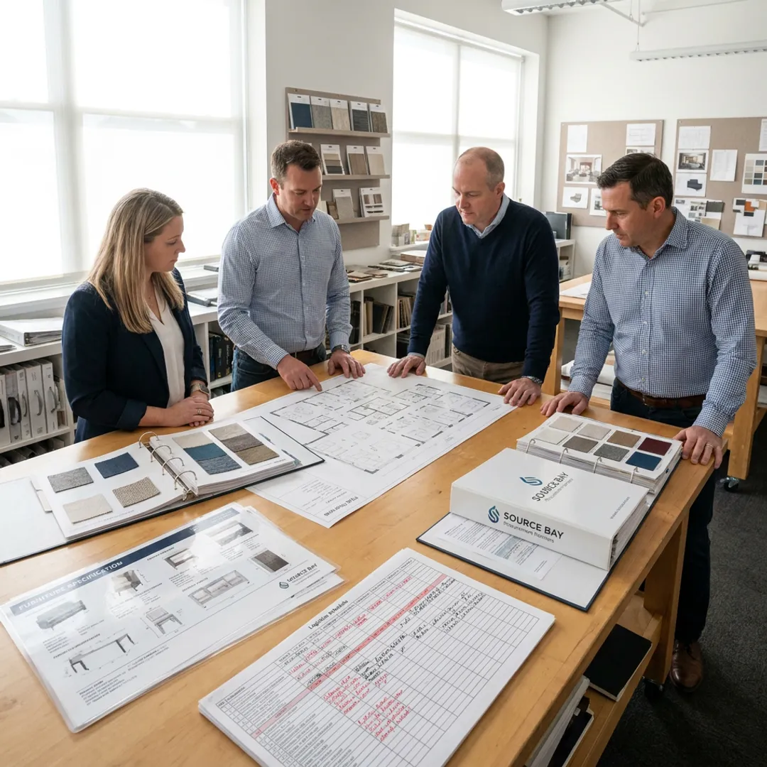 Hotel procurement team reviewing FF&E plans
