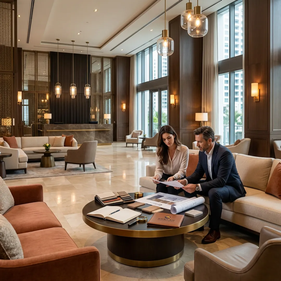 Luxury hotel lobby interior in Brickell Miami