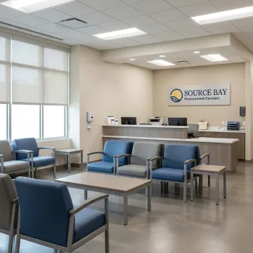 Healthcare waiting room with durable cleanable seating